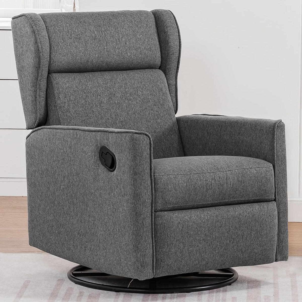 Nursery Rocking Chair Teddy Upholstered Swivel Rocker Recliner Manual Glider Reclining Chair for Living Room Bedroom Offices (Beige,1 PCS)
