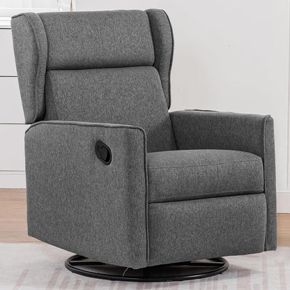 Nursery Rocking Chair Teddy Upholstered Swivel Rocker Recliner Manual Glider Reclining Chair for Living Room Bedroom Offices (Beige,1 PCS)