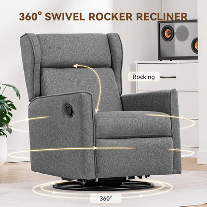 Nursery Rocking Chair Teddy Upholstered Swivel Rocker Recliner Manual Glider Reclining Chair for Living Room Bedroom Offices (Beige,1 PCS)