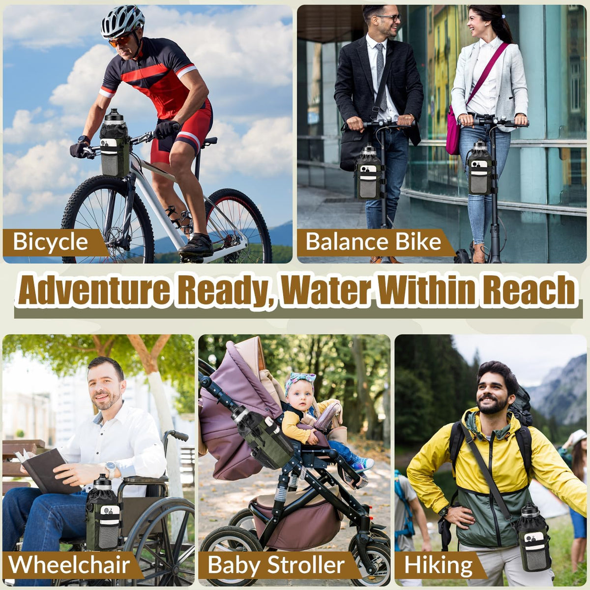 Bike Water Bottle Holder, Insulated Bicycle Cup Holder for Handlebar