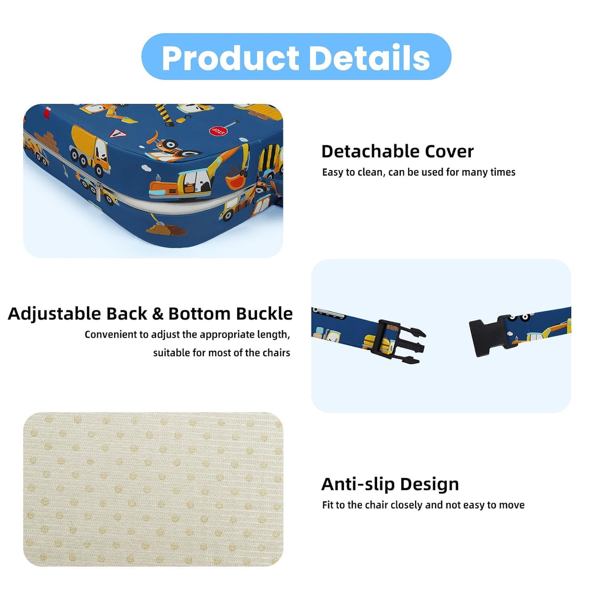 Toddler Booster Seat for Table Kitchen Chair, Excavator