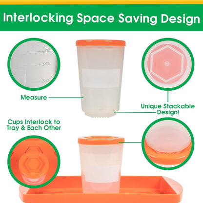 Baby Food Storage Containers w Interlocking Lids, 6 PK, 4oz Each, Reusable