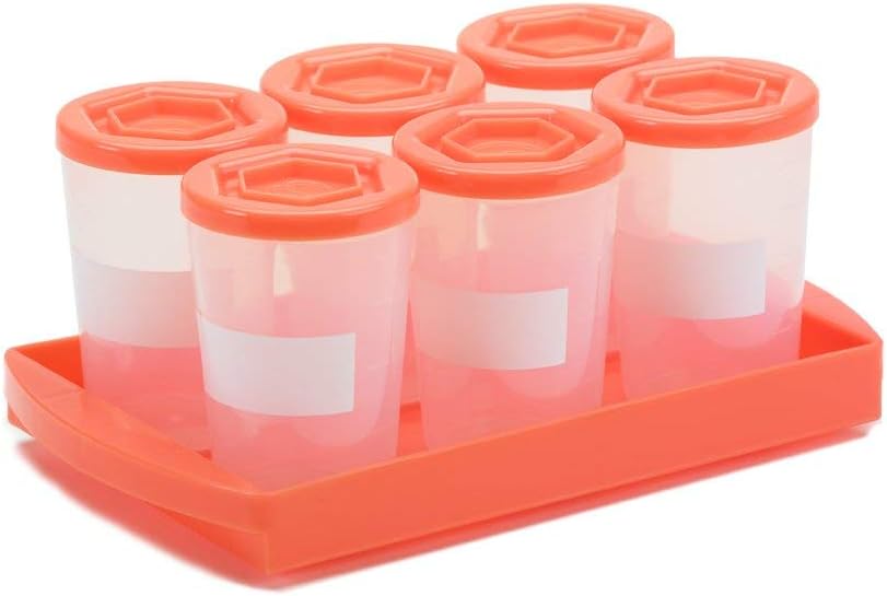 Baby Food Storage Containers w Interlocking Lids, 6 PK, 4oz Each, Reusable