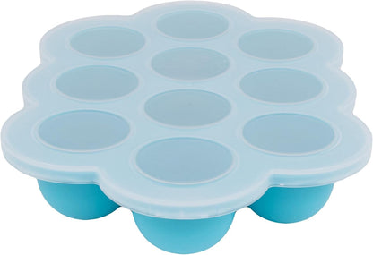 Silicone Baby Food Freezer Trays 2-Pack Bundle - Ten 1.5oz & Six 3oz Portions - Clip-on Lids - Homemade Purée & Breast Milk Storage