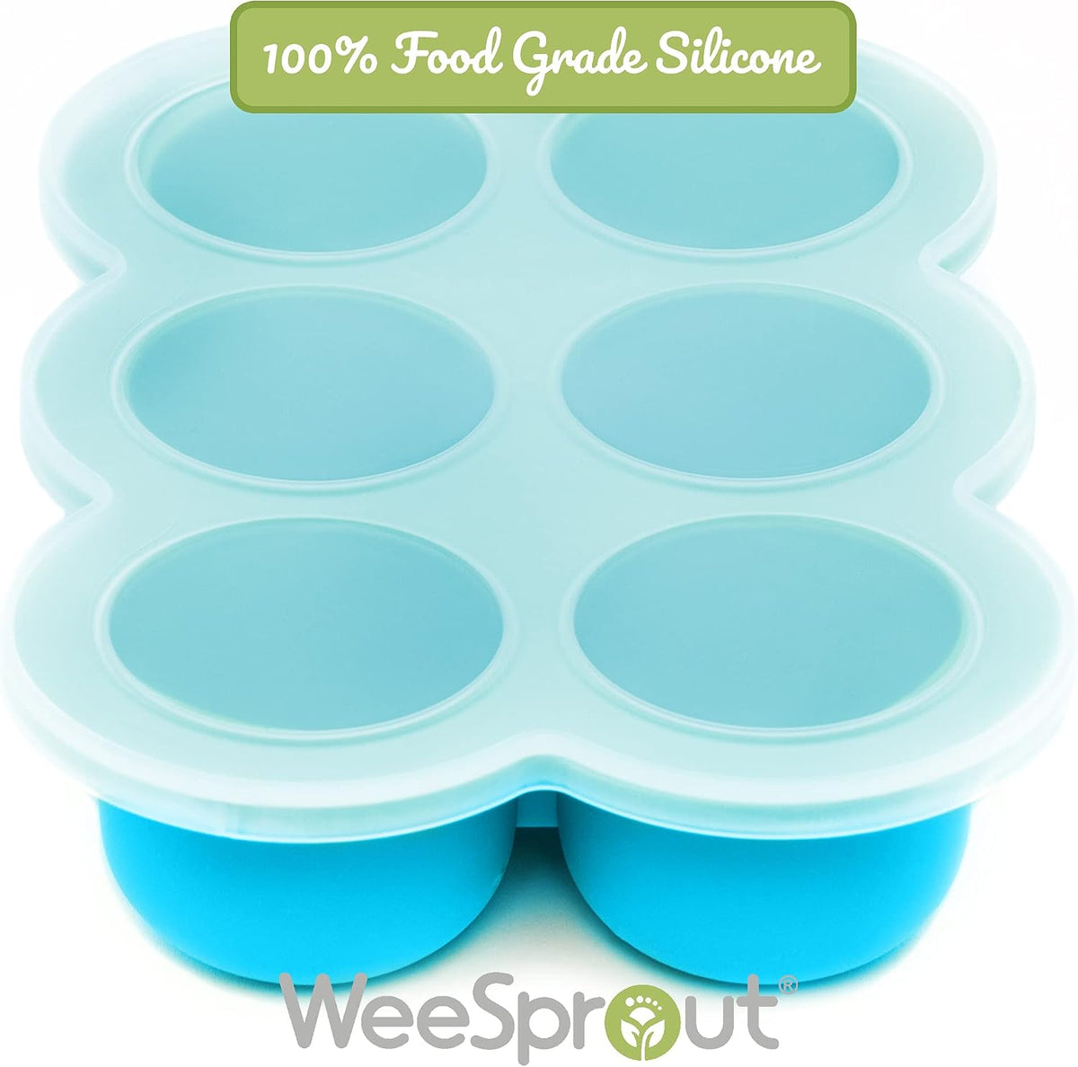 Silicone Baby Food Freezer Trays 2-Pack Bundle - Ten 1.5oz & Six 3oz Portions - Clip-on Lids - Homemade Purée & Breast Milk Storage
