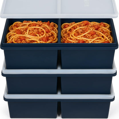 2 Cup Silicone Freezer Trays with Lids, 3 Pack Soup Freezer Containers for Meal Prep, Stackable Silicone Freezer Molds for Broth, Sauce, Chili, Stew & Leftovers, Easy Release Food Storage Trays