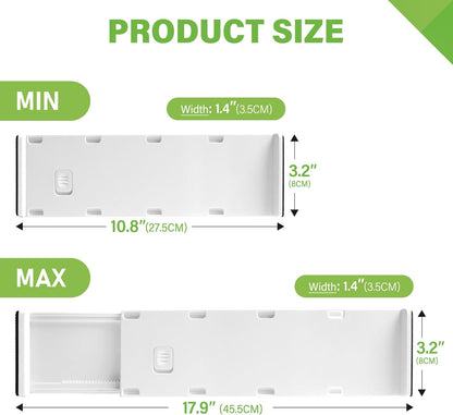 5 Pack Drawer Dividers 3.2" High Slim Organizers Expandable 10.8-17.9" Adjustable Separators for Shallow Drawers Kitchen Utensils Baby Clothes Underwear Storage-White
