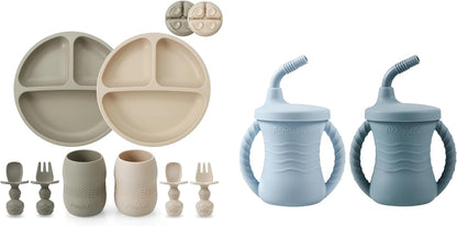 Silicone Baby Feeding Set & 2 Cups