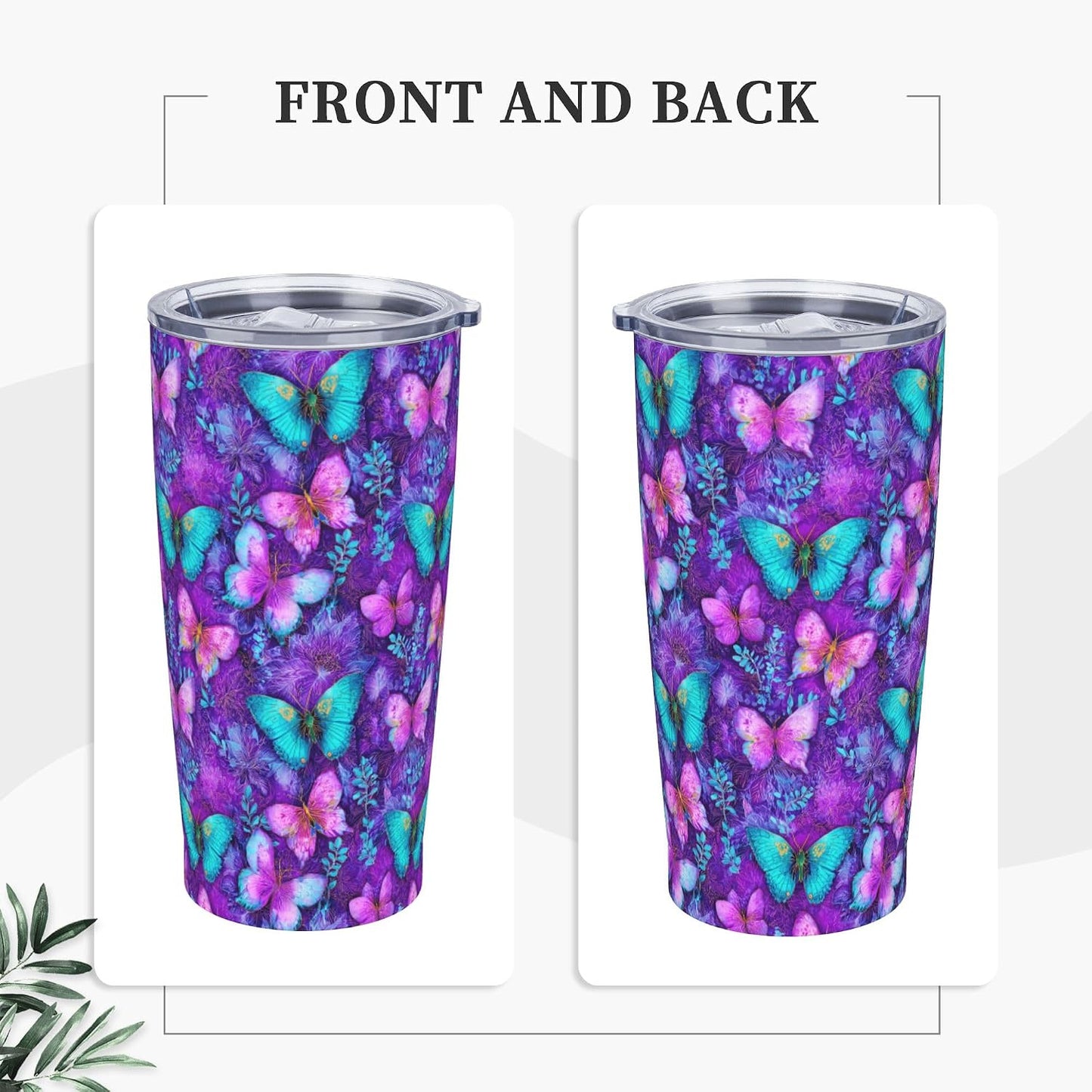 Cat Tumbler with Straw Lid Insulated Travel Coffee Mug 20 OZ Stainless Steel Cup for Outdoor Car Office Kitchen