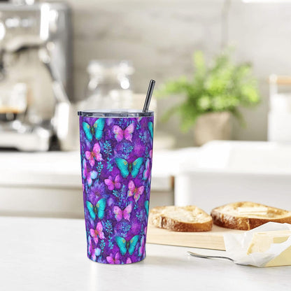 Cat Tumbler with Straw Lid Insulated Travel Coffee Mug 20 OZ Stainless Steel Cup for Outdoor Car Office Kitchen