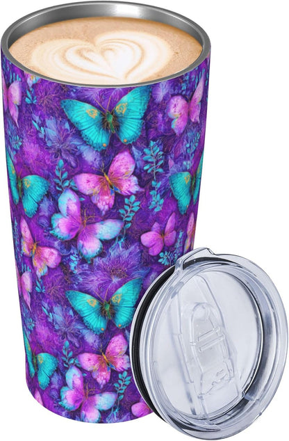 Cat Tumbler with Straw Lid Insulated Travel Coffee Mug 20 OZ Stainless Steel Cup for Outdoor Car Office Kitchen