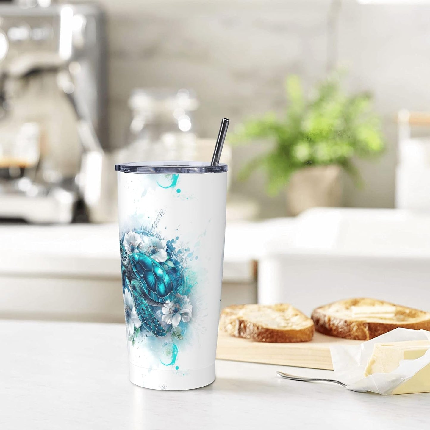 Cat Tumbler with Straw Lid Insulated Travel Coffee Mug 20 OZ Stainless Steel Cup for Outdoor Car Office Kitchen