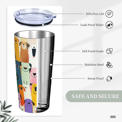 Cat Tumbler with Straw Lid Insulated Travel Coffee Mug 20 OZ Stainless Steel Cup for Outdoor Car Office Kitchen