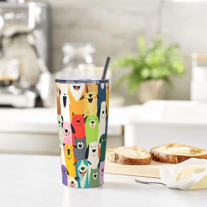 Cat Tumbler with Straw Lid Insulated Travel Coffee Mug 20 OZ Stainless Steel Cup for Outdoor Car Office Kitchen