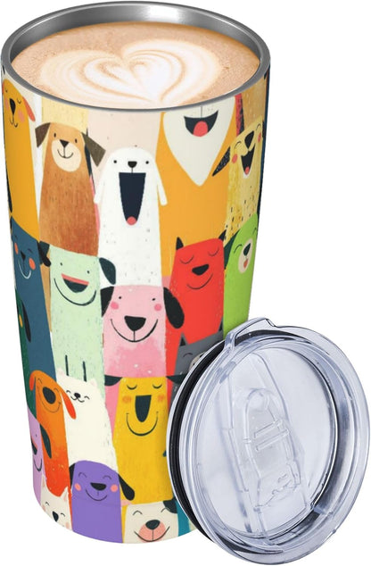 Cat Tumbler with Straw Lid Insulated Travel Coffee Mug 20 OZ Stainless Steel Cup for Outdoor Car Office Kitchen