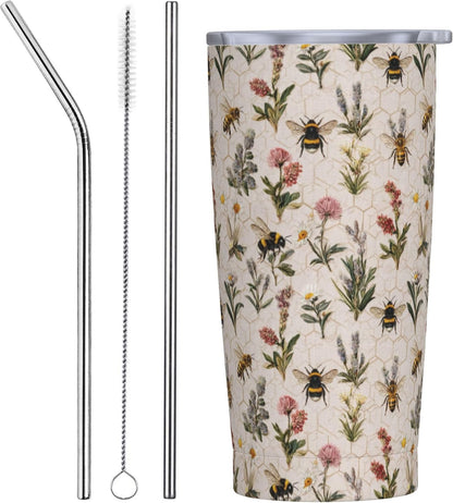 Cat Tumbler with Straw Lid Insulated Travel Coffee Mug 20 OZ Stainless Steel Cup for Outdoor Car Office Kitchen