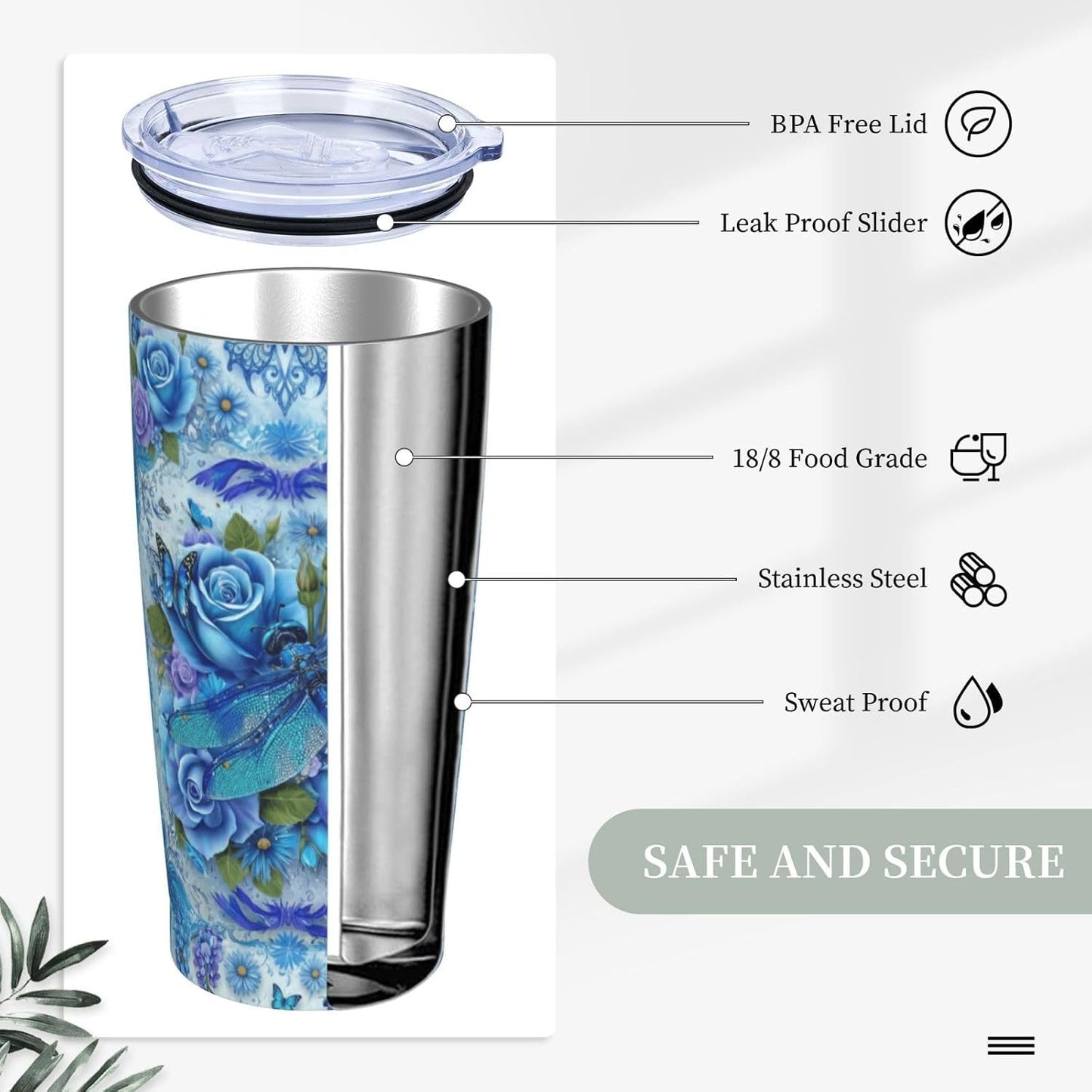 Cat Tumbler with Straw Lid Insulated Travel Coffee Mug 20 OZ Stainless Steel Cup for Outdoor Car Office Kitchen