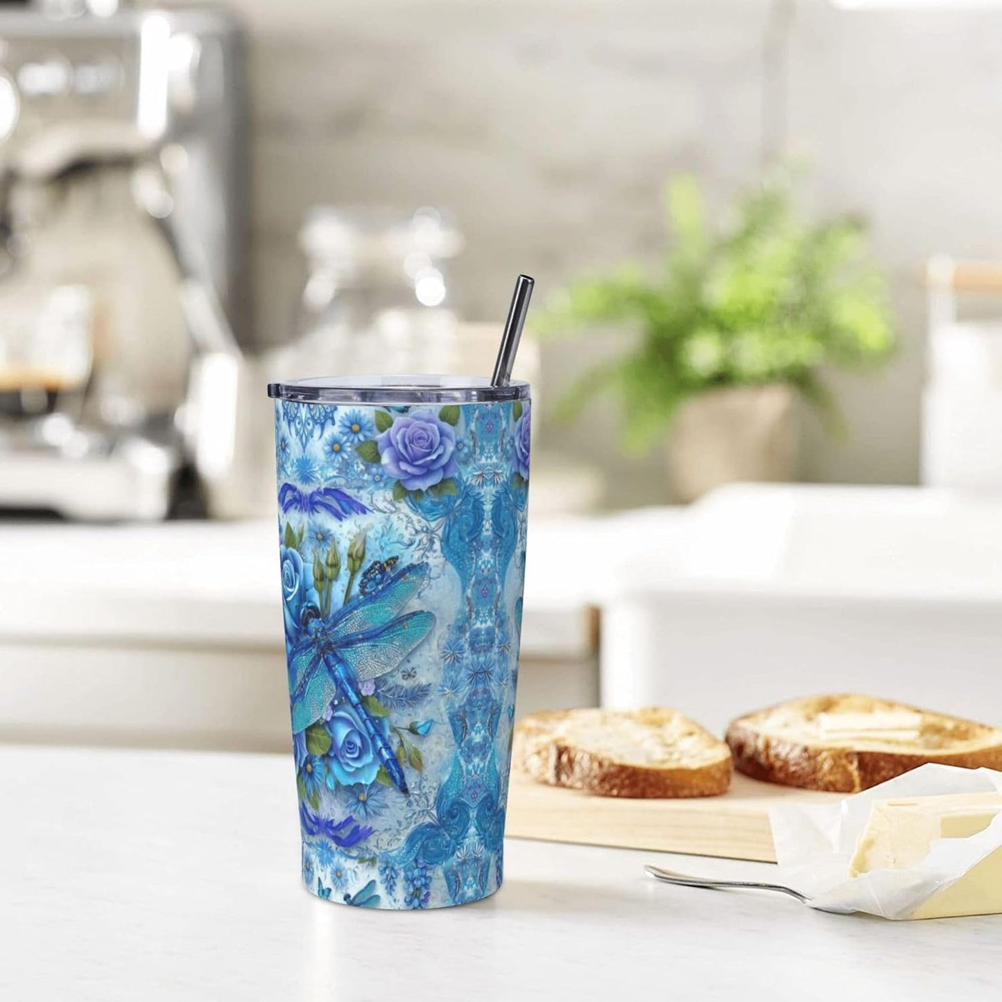 Cat Tumbler with Straw Lid Insulated Travel Coffee Mug 20 OZ Stainless Steel Cup for Outdoor Car Office Kitchen