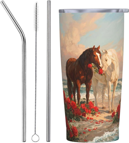 Cat Tumbler with Straw Lid Insulated Travel Coffee Mug 20 OZ Stainless Steel Cup for Outdoor Car Office Kitchen