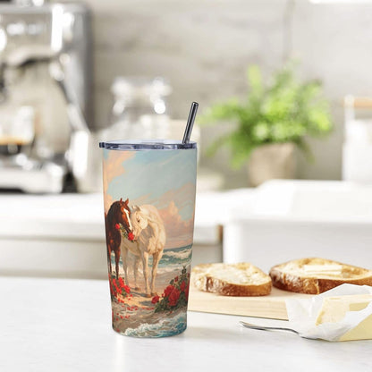 Cat Tumbler with Straw Lid Insulated Travel Coffee Mug 20 OZ Stainless Steel Cup for Outdoor Car Office Kitchen