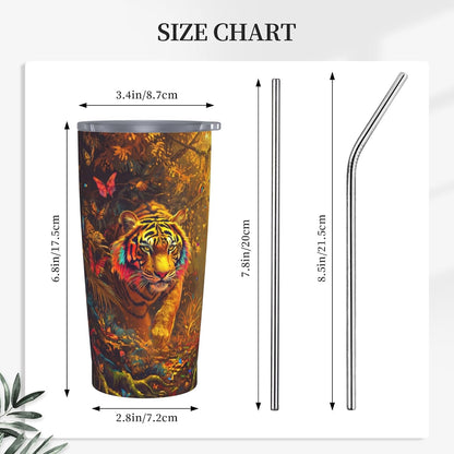 Cat Tumbler with Straw Lid Insulated Travel Coffee Mug 20 OZ Stainless Steel Cup for Outdoor Car Office Kitchen