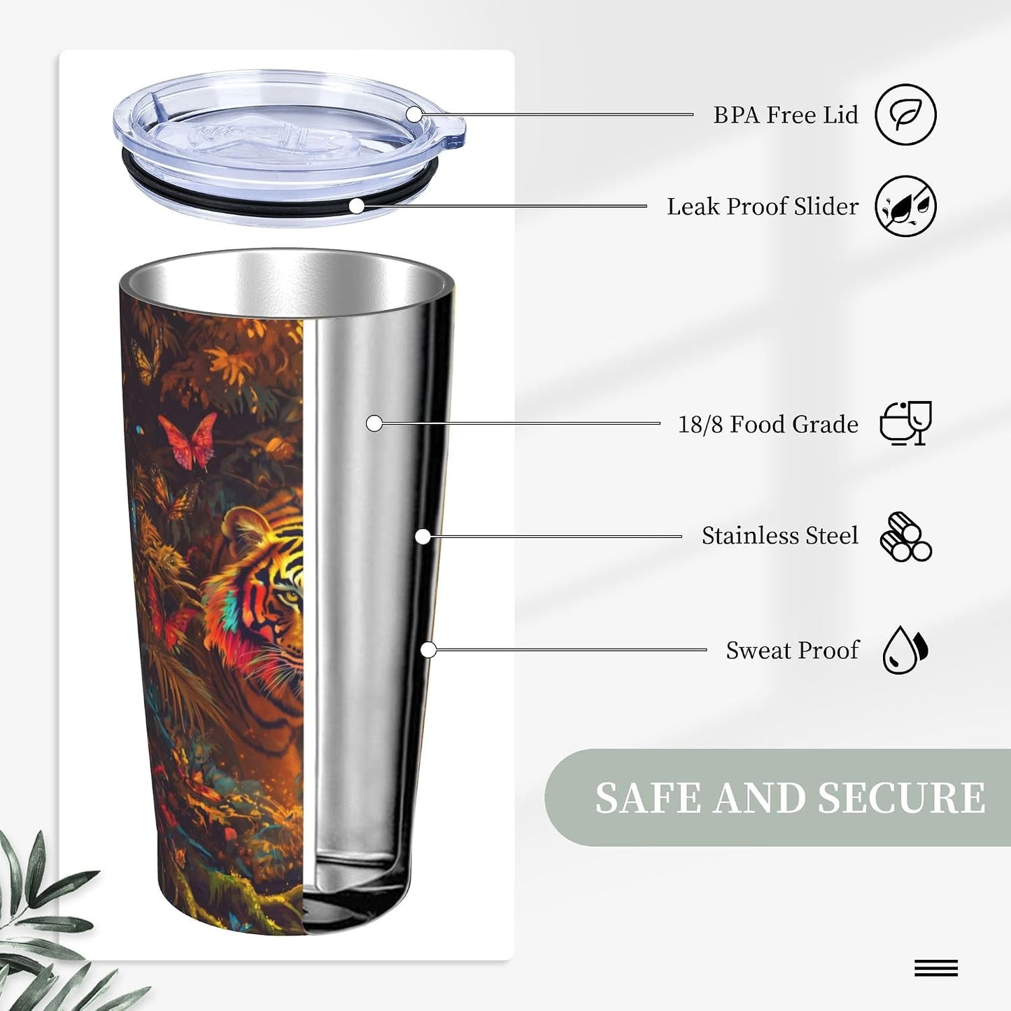 Cat Tumbler with Straw Lid Insulated Travel Coffee Mug 20 OZ Stainless Steel Cup for Outdoor Car Office Kitchen