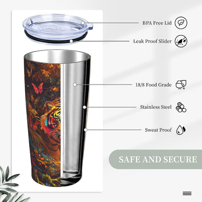 Cat Tumbler with Straw Lid Insulated Travel Coffee Mug 20 OZ Stainless Steel Cup for Outdoor Car Office Kitchen