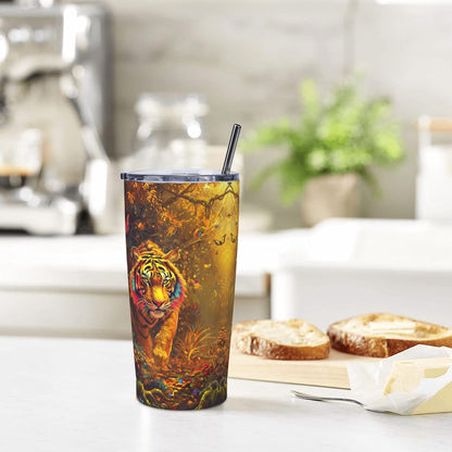 Cat Tumbler with Straw Lid Insulated Travel Coffee Mug 20 OZ Stainless Steel Cup for Outdoor Car Office Kitchen
