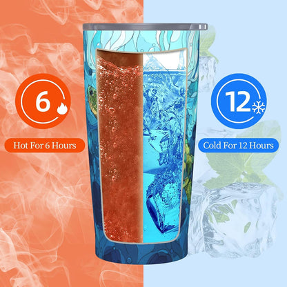 Cat Tumbler with Straw Lid Insulated Travel Coffee Mug 20 OZ Stainless Steel Cup for Outdoor Car Office Kitchen