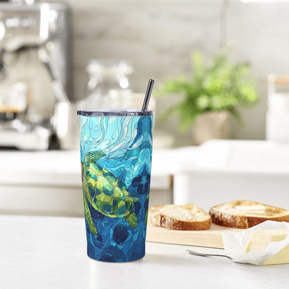 Cat Tumbler with Straw Lid Insulated Travel Coffee Mug 20 OZ Stainless Steel Cup for Outdoor Car Office Kitchen