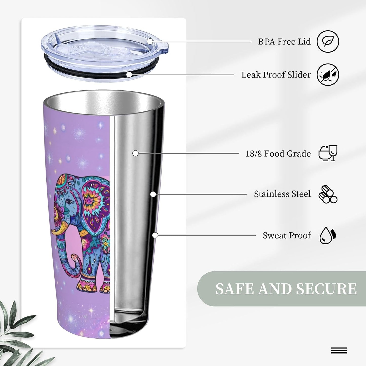 Cat Tumbler with Straw Lid Insulated Travel Coffee Mug 20 OZ Stainless Steel Cup for Outdoor Car Office Kitchen