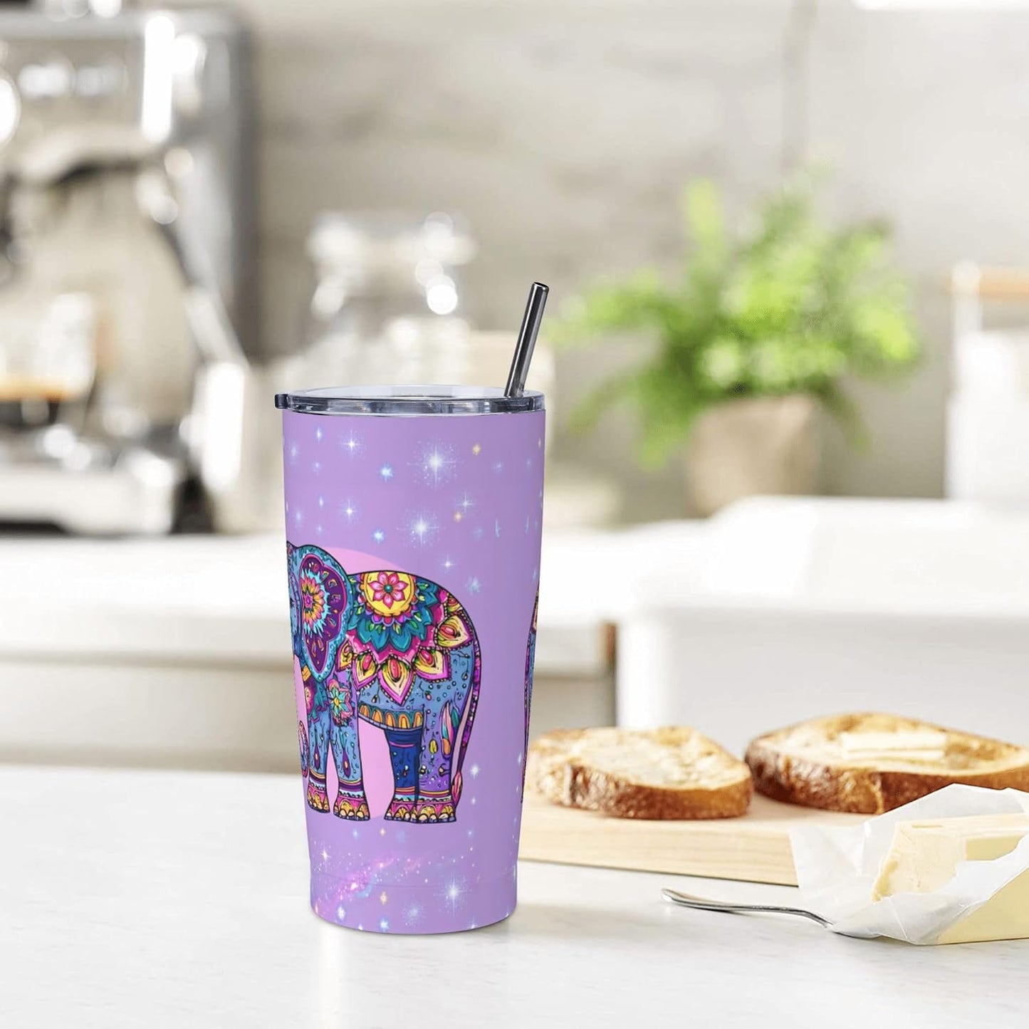 Cat Tumbler with Straw Lid Insulated Travel Coffee Mug 20 OZ Stainless Steel Cup for Outdoor Car Office Kitchen
