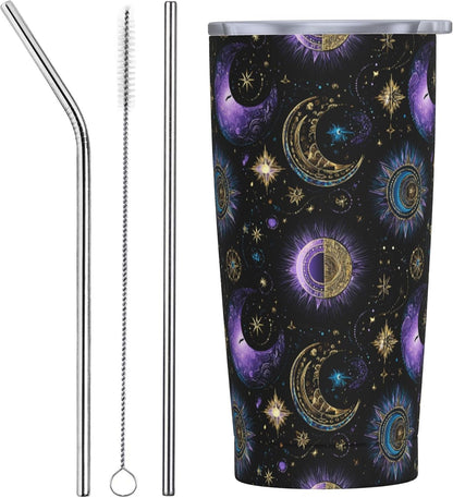 Cat Tumbler with Straw Lid Insulated Travel Coffee Mug 20 OZ Stainless Steel Cup for Outdoor Car Office Kitchen