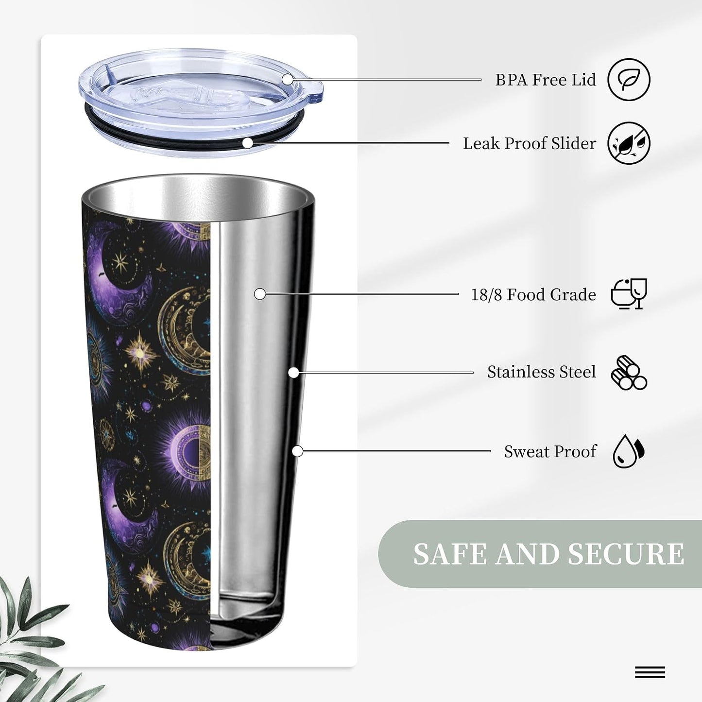 Cat Tumbler with Straw Lid Insulated Travel Coffee Mug 20 OZ Stainless Steel Cup for Outdoor Car Office Kitchen
