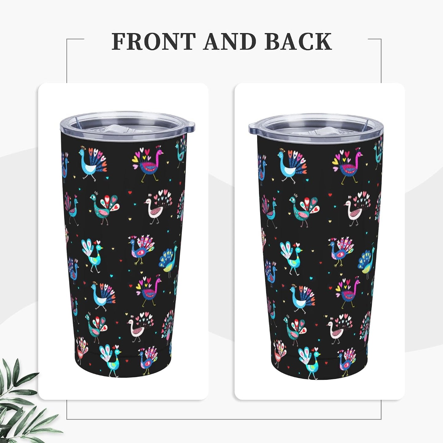 Cat Tumbler with Straw Lid Insulated Travel Coffee Mug 20 OZ Stainless Steel Cup for Outdoor Car Office Kitchen