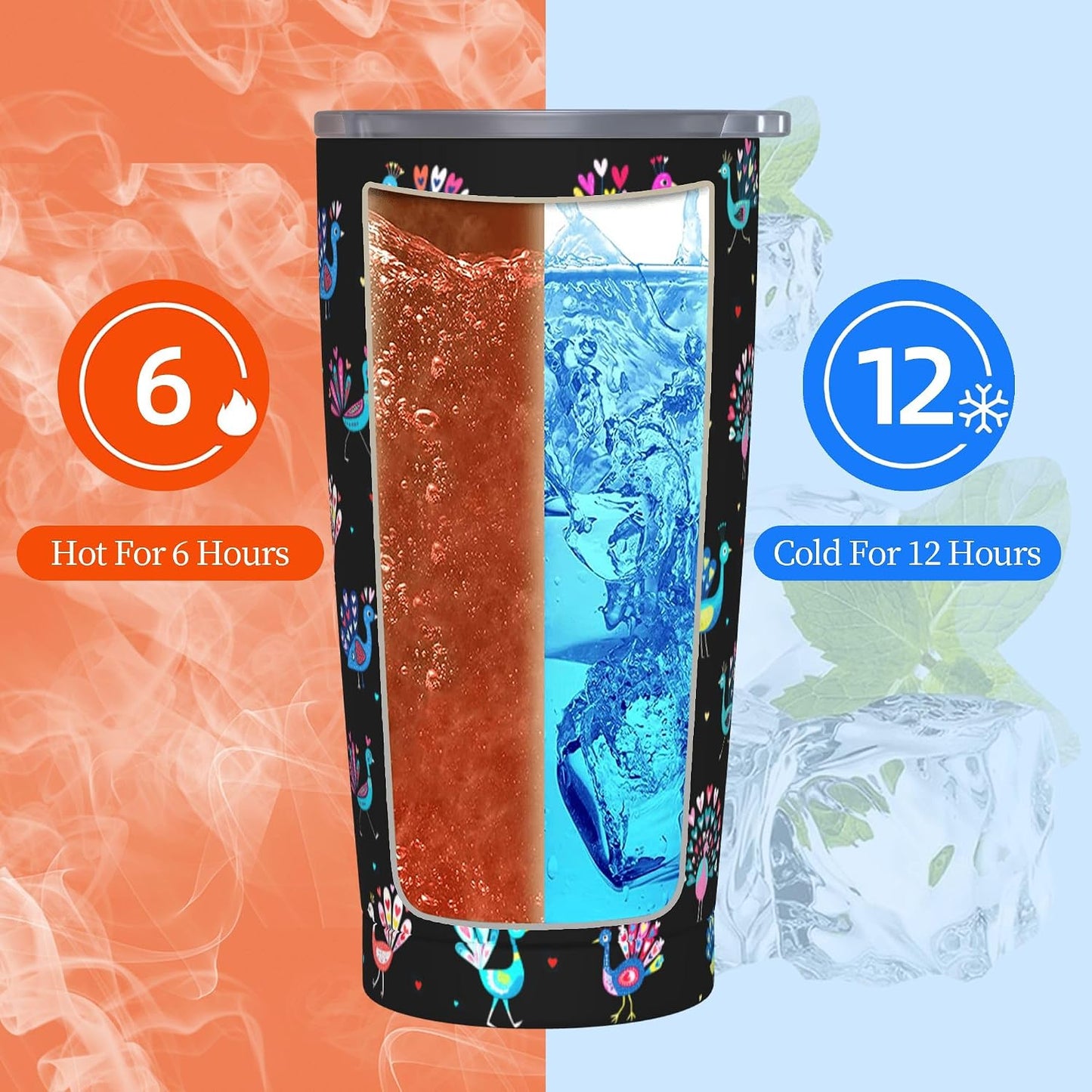 Cat Tumbler with Straw Lid Insulated Travel Coffee Mug 20 OZ Stainless Steel Cup for Outdoor Car Office Kitchen