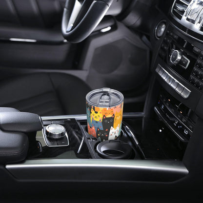 Cat Tumbler with Straw Lid Insulated Travel Coffee Mug 20 OZ Stainless Steel Cup for Outdoor Car Office Kitchen