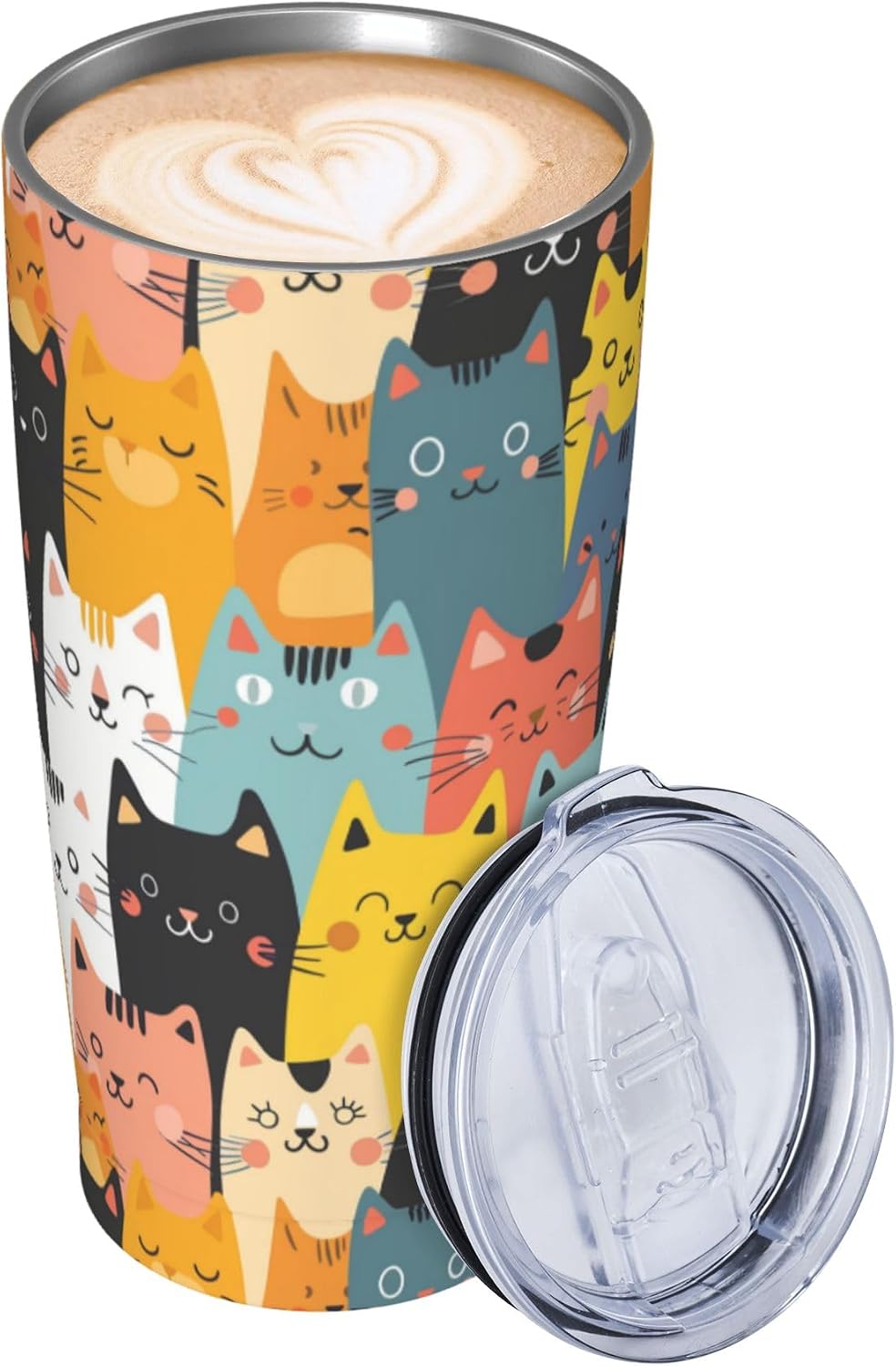 Cat Tumbler with Straw Lid Insulated Travel Coffee Mug 20 OZ Stainless Steel Cup for Outdoor Car Office Kitchen