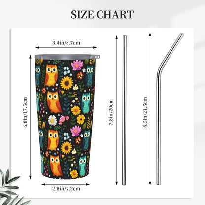 Cat Tumbler with Straw Lid Insulated Travel Coffee Mug 20 OZ Stainless Steel Cup for Outdoor Car Office Kitchen