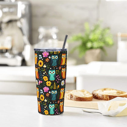 Cat Tumbler with Straw Lid Insulated Travel Coffee Mug 20 OZ Stainless Steel Cup for Outdoor Car Office Kitchen