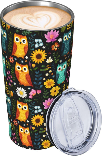 Cat Tumbler with Straw Lid Insulated Travel Coffee Mug 20 OZ Stainless Steel Cup for Outdoor Car Office Kitchen