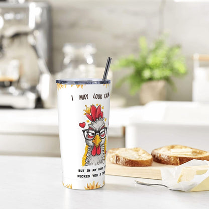 Cat Tumbler with Straw Lid Insulated Travel Coffee Mug 20 OZ Stainless Steel Cup for Outdoor Car Office Kitchen