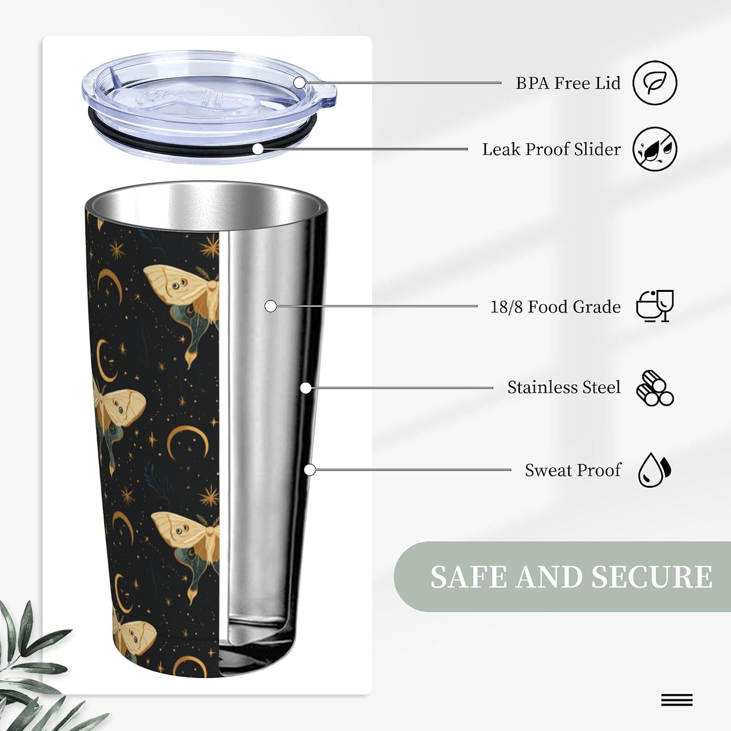 Cat Tumbler with Straw Lid Insulated Travel Coffee Mug 20 OZ Stainless Steel Cup for Outdoor Car Office Kitchen