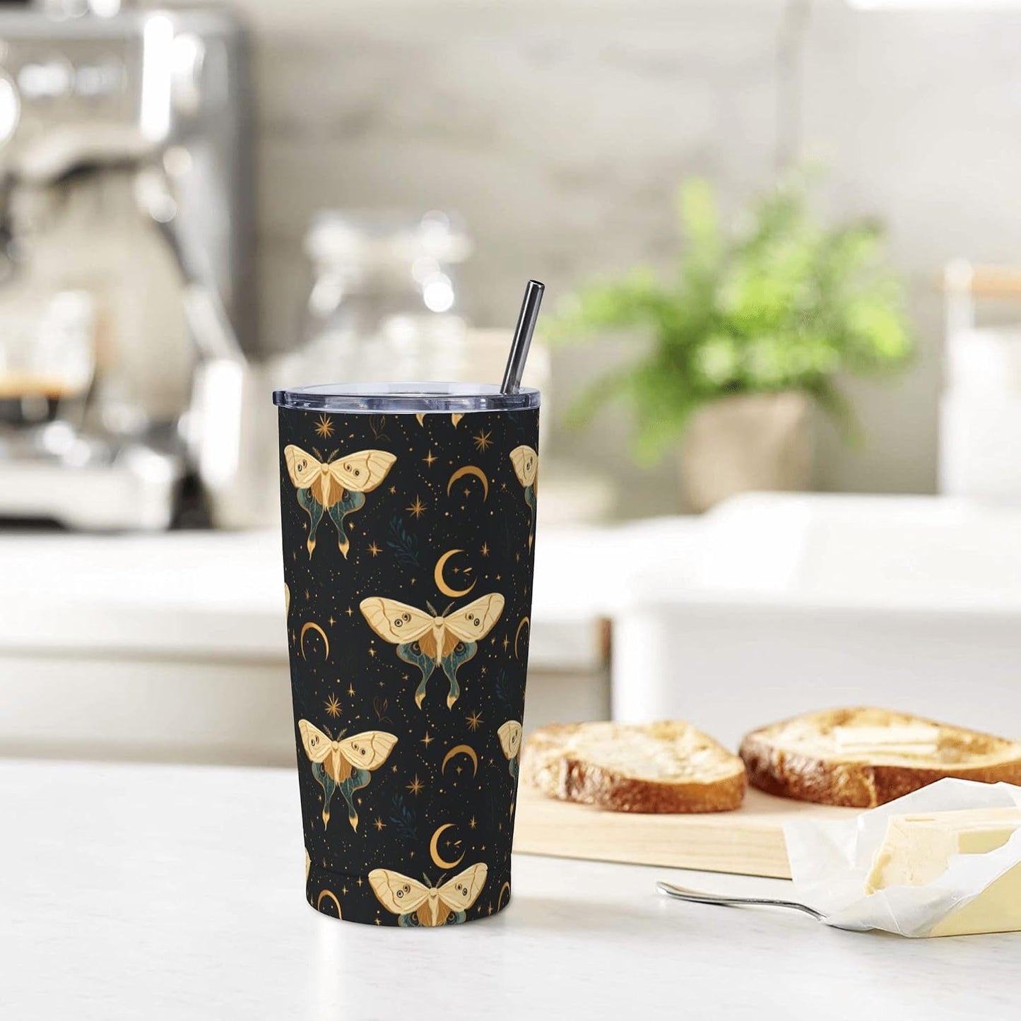 Cat Tumbler with Straw Lid Insulated Travel Coffee Mug 20 OZ Stainless Steel Cup for Outdoor Car Office Kitchen