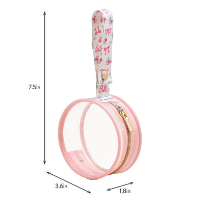 Clear Pacifier Case with Clip Strap, Holds 2 Pacifiers (Bows)