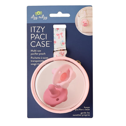 Clear Pacifier Case with Clip Strap, Holds 2 Pacifiers (Bows)