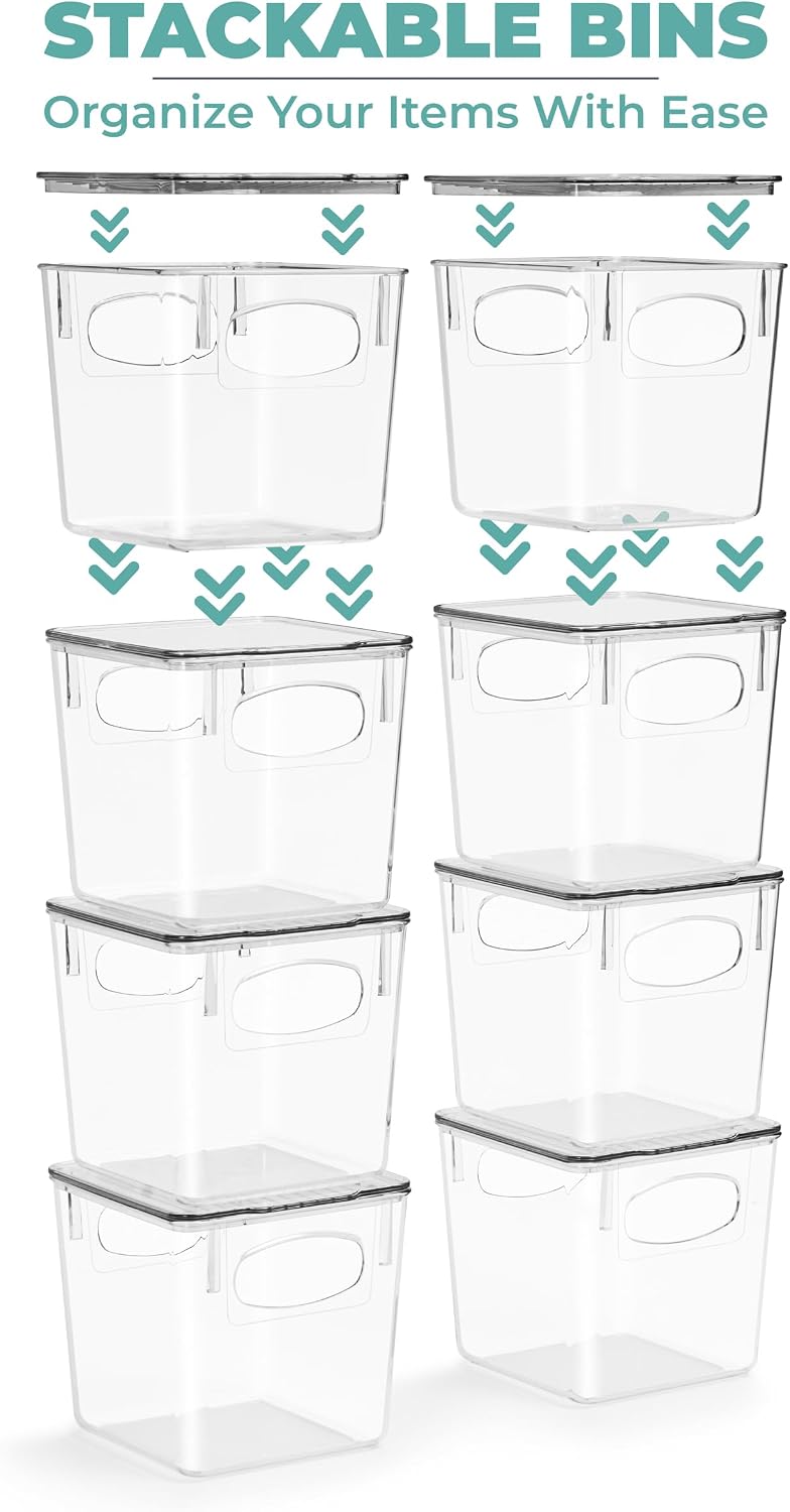 Clear Toy Storage Bins with Lids, Stackable (Large)