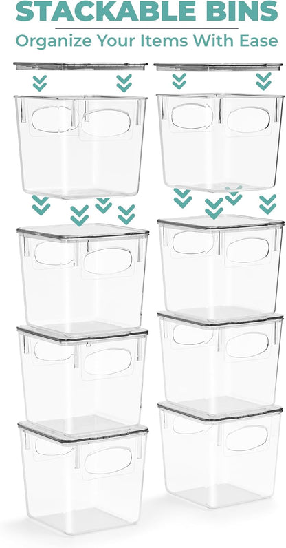 Clear Toy Storage Bins with Lids, Stackable (Large)