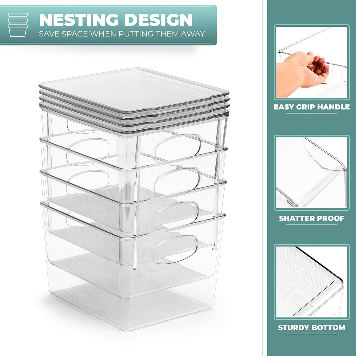 Clear Toy Storage Bins with Lids, Stackable (Large)