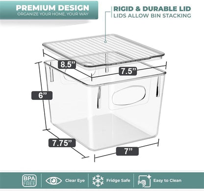 Clear Toy Storage Bins with Lids, Stackable (Large)